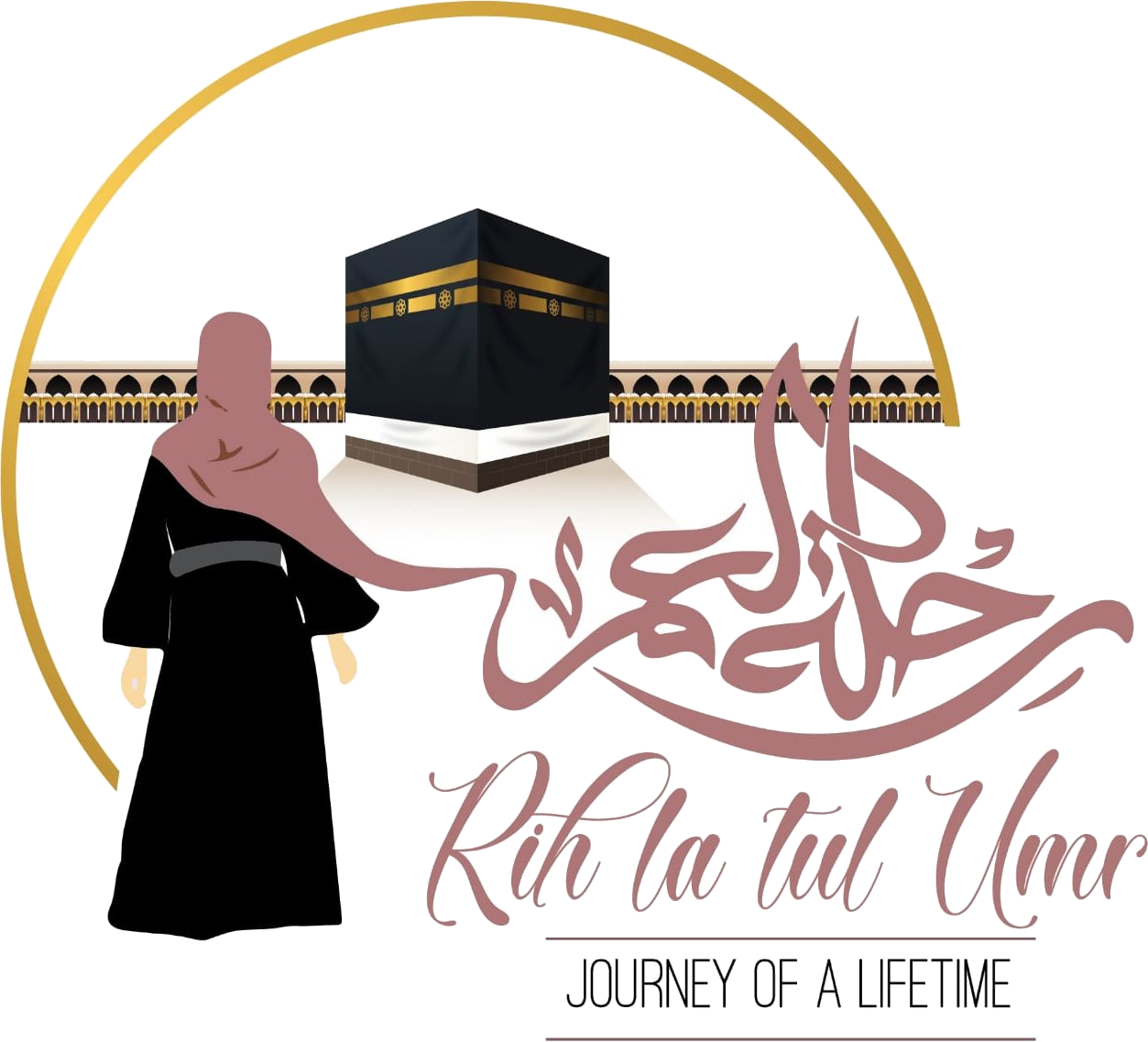 Rihlatul Umr logo — a pilgrim facing the Ka'bah